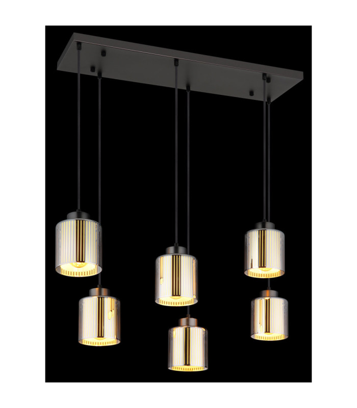 Felicia Cluster Pendant Ceiling Light Matt Gunmetal 6x E27-4