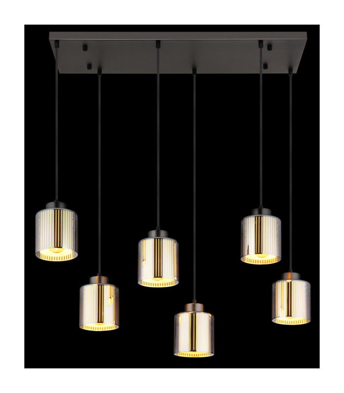 Felicia Cluster Pendant Ceiling Light Matt Gunmetal 6x E27-5