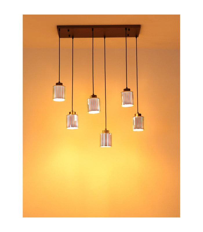 Felicia Cluster Pendant Ceiling Light Matt Gunmetal 6x E27-6