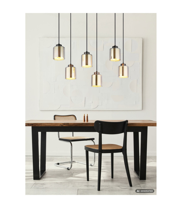 Felicia Cluster Pendant Ceiling Light Matt Gunmetal 6x E27-7