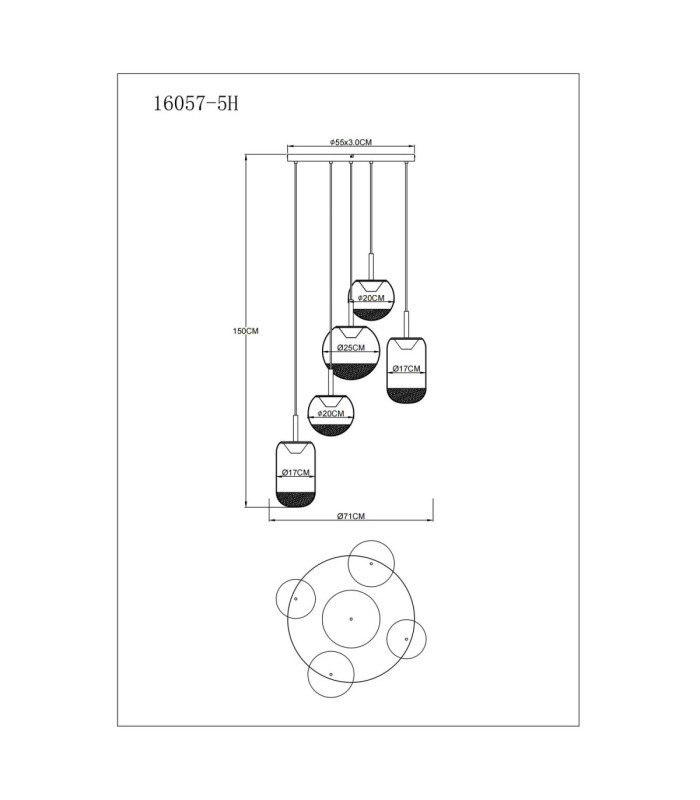 Severin Integrated LED Cluster Pendant Ceiling Light Matt Black 3000K-6