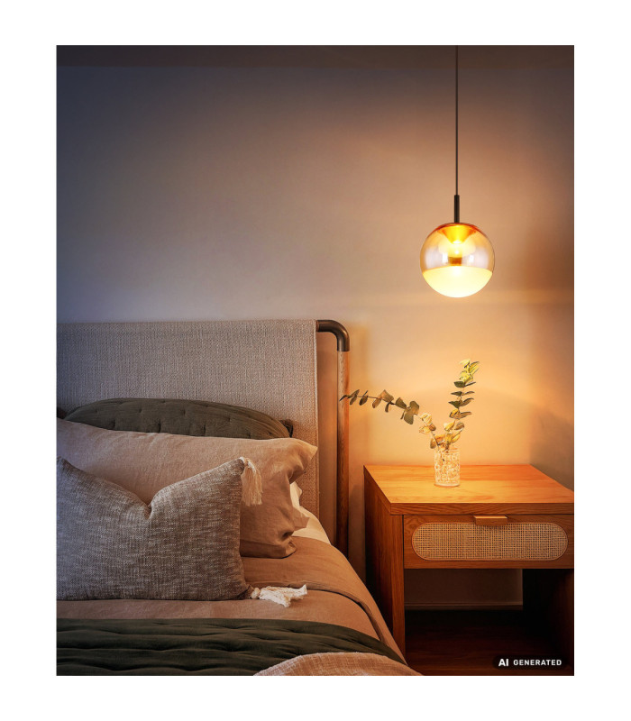 Severin 25cm Integrated LED Globe Pendant Ceiling Light Matt Black 3000K-7