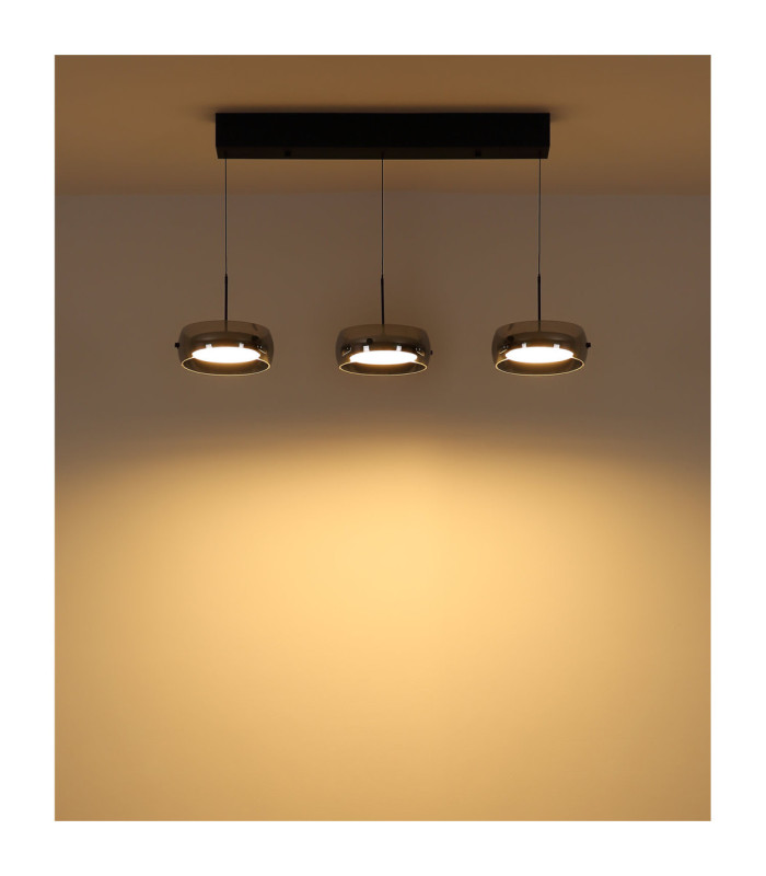 Livion Integrated LED Bar Pendant Ceiling Light Matt Black 3000K-6