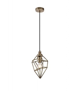 Small Caged Ceiling Pendant, 1 x E27, Antique Brass - 1