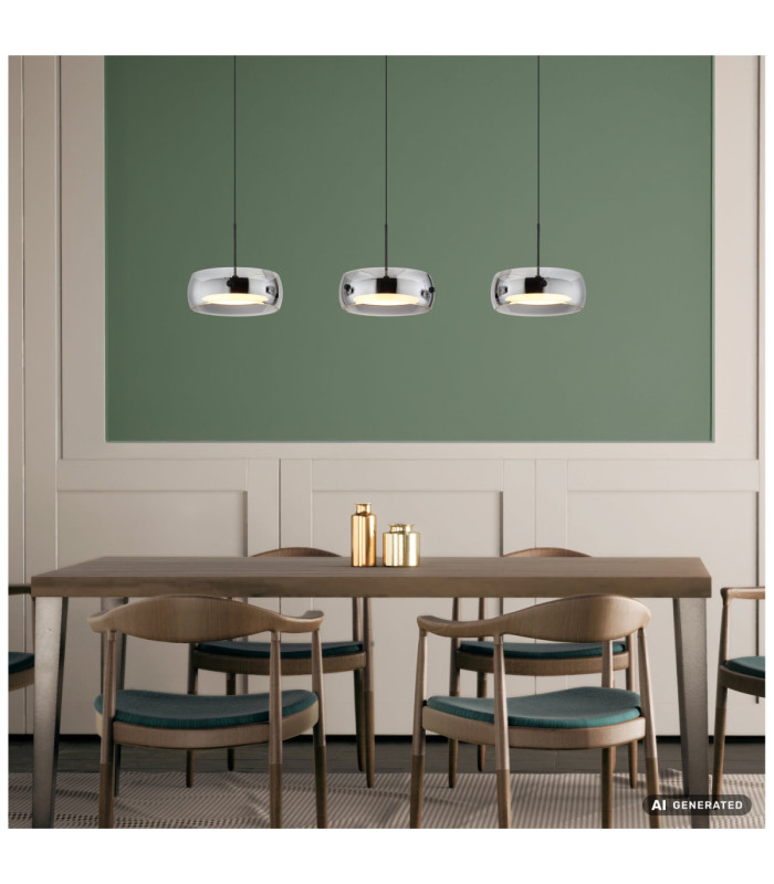 Livion Integrated LED Bar Pendant Ceiling Light Matt Black 3000K-7