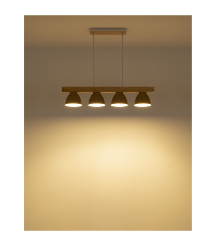 Lyndon Bar Pendant Ceiling Light Matt White 4x E14-6