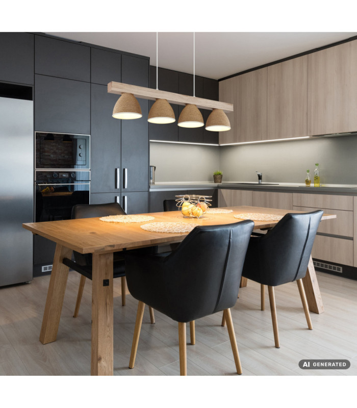 Lyndon Bar Pendant Ceiling Light Matt White 4x E14-7