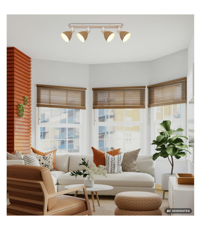 Lyndon Ceiling Spotlight Bar Matt White 4x E14-6