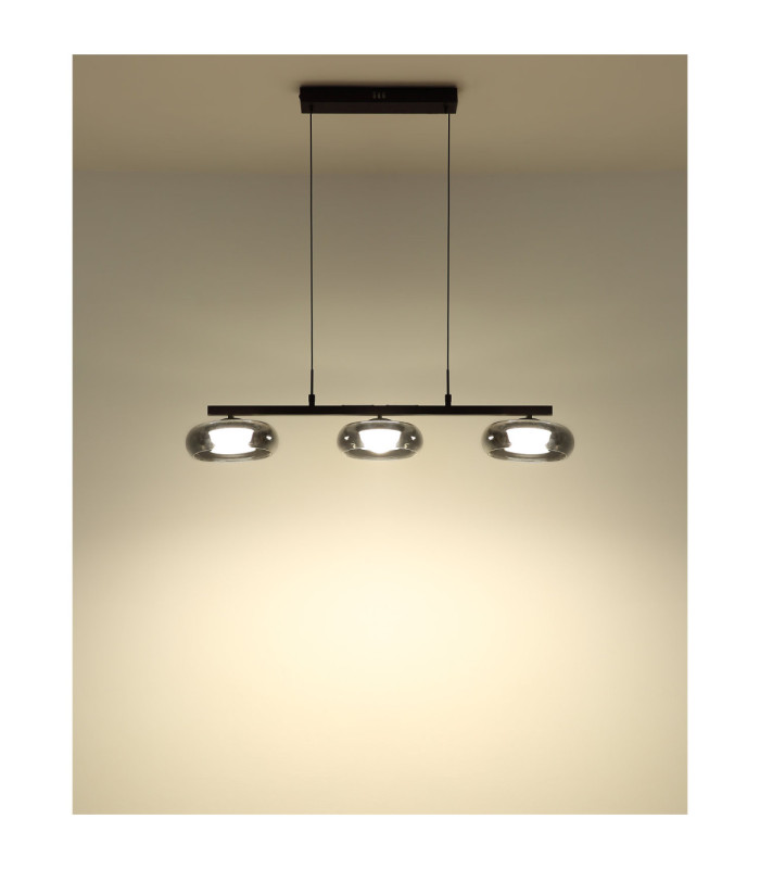 Carlene 85cm Integrated LED Bar Pendant Ceiling Light Matt Black 3000-4200-6000K-9