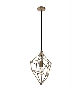 Medium Caged Ceiling Pendant, 1 x E27, Antique Brass - 1