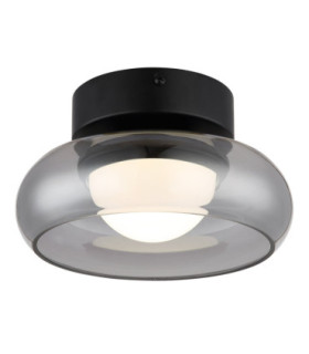 Carlene Single Integrated LED Bowl Semi Flush Ceiling Light Matt Black 3000-4200-6000K-1