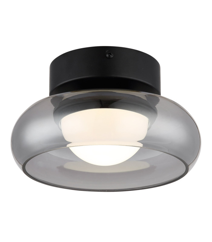 Carlene Single Integrated LED Bowl Semi Flush Ceiling Light Matt Black 3000-4200-6000K-1