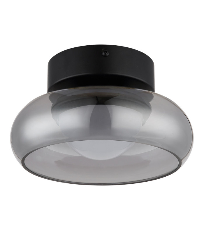 Carlene Single Integrated LED Bowl Semi Flush Ceiling Light Matt Black 3000-4200-6000K-2