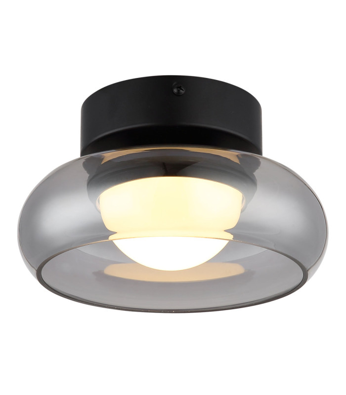 Carlene Single Integrated LED Bowl Semi Flush Ceiling Light Matt Black 3000-4200-6000K-4