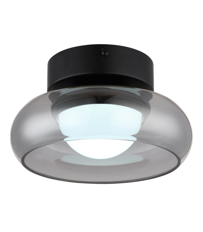 Carlene Single Integrated LED Bowl Semi Flush Ceiling Light Matt Black 3000-4200-6000K-5