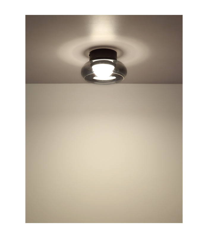 Carlene Single Integrated LED Bowl Semi Flush Ceiling Light Matt Black 3000-4200-6000K-6