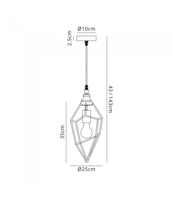 Medium Caged Ceiling Pendant, 1 x E27, Antique Brass - 2