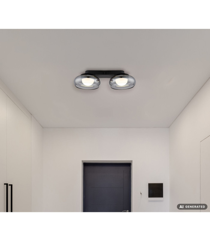 Carlene Twin Integrated LED Shade Cluster Ceiling Light Matt Black 3000-4200-6000K-9