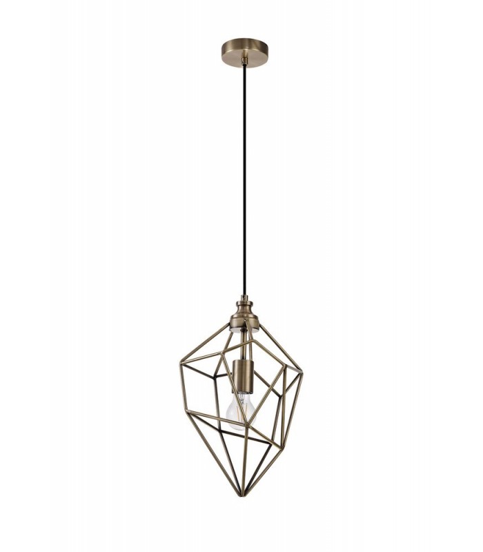 Medium Caged Ceiling Pendant, 1 x E27, Antique Brass - 3