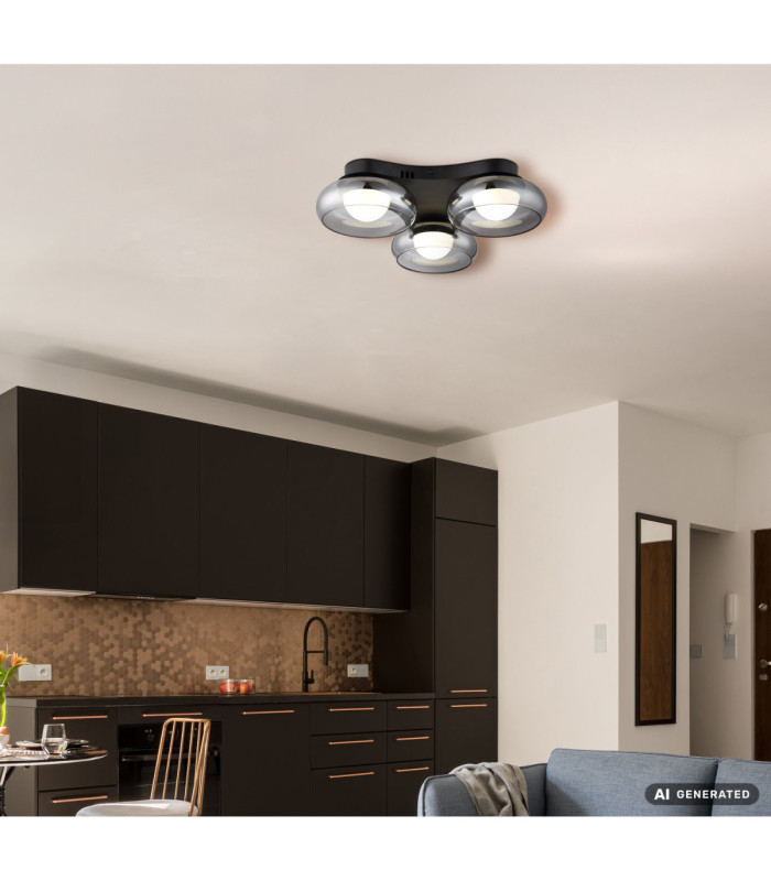 Carlene Tripple Integrated LED Shade Cluster Ceiling Light Matt Black 3000-4200-6000K-8