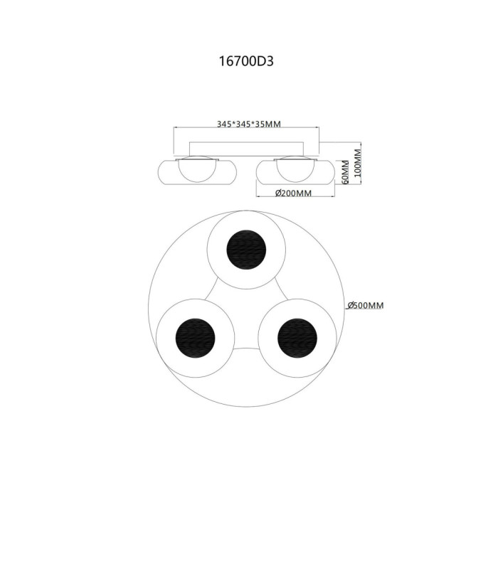 Carlene Tripple Integrated LED Shade Cluster Ceiling Light Matt Black 3000-4200-6000K-9