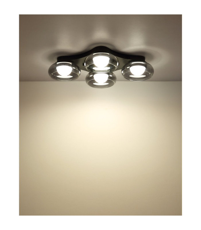 Carlene Quad Integrated LED Shade Cluster Ceiling Light Matt Black 3000-4200-6000K-9