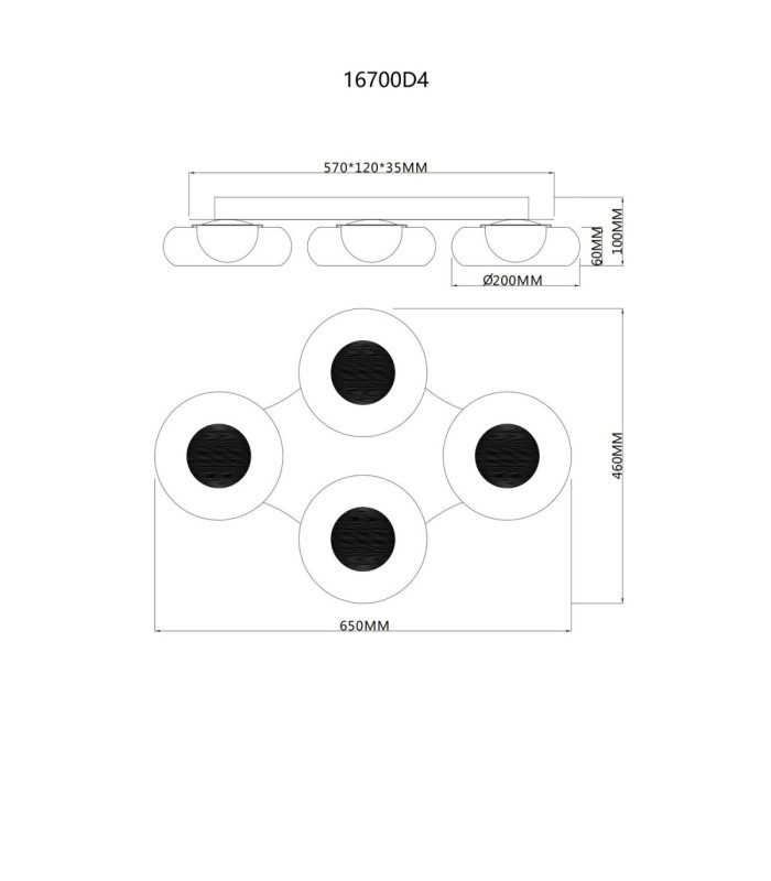 Carlene Quad Integrated LED Shade Cluster Ceiling Light Matt Black 3000-4200-6000K-11