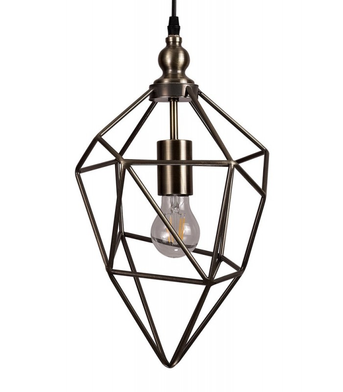 Medium Caged Ceiling Pendant, 1 x E27, Antique Brass - 5