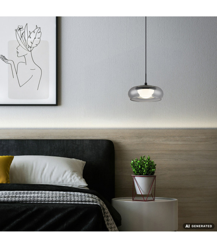 Carlene Integrated LED Dome Pendant Ceiling Light Matt Black 3000-4200-6000K-8