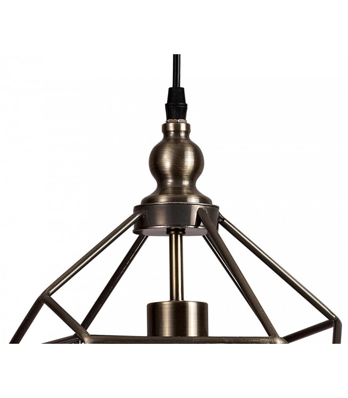 Medium Caged Ceiling Pendant, 1 x E27, Antique Brass - 6