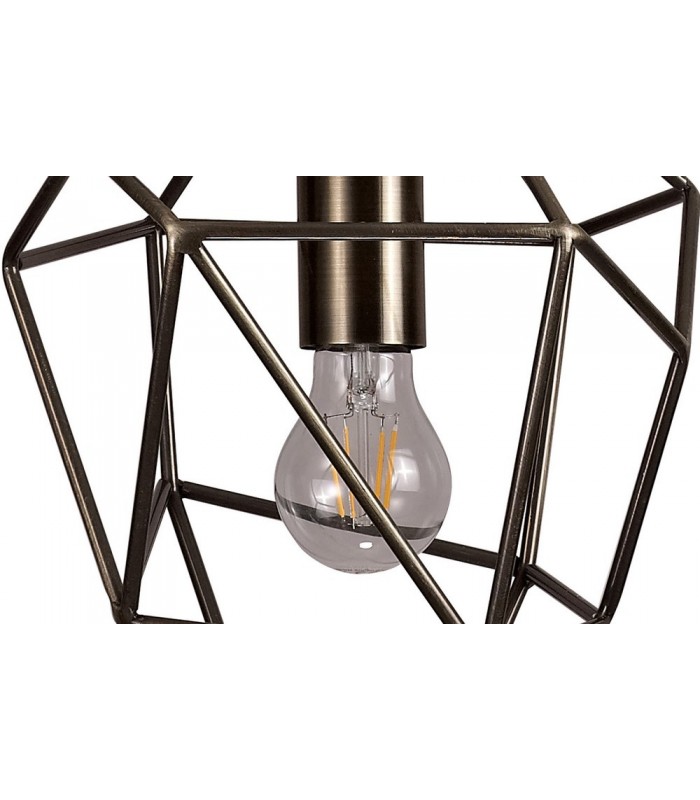 Medium Caged Ceiling Pendant, 1 x E27, Antique Brass - 8