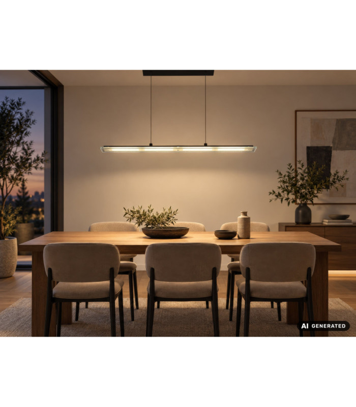 Novak Integrated LED Bar Pendant Ceiling Light Matt Black 3000-4000-6500K-12