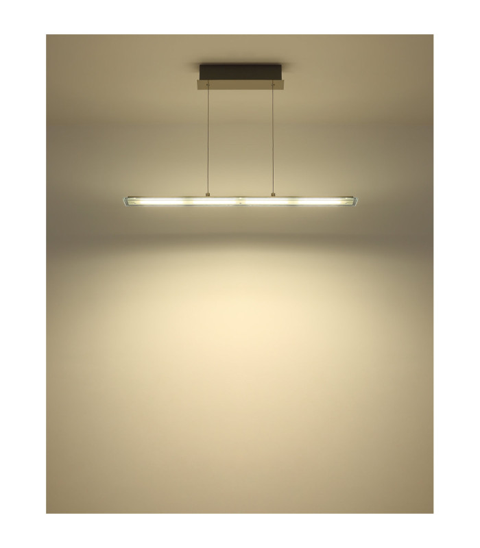Novak 88cm Integrated LED Bar Pendant Ceiling Light Matt Nickel 3000-4000-6500K-9