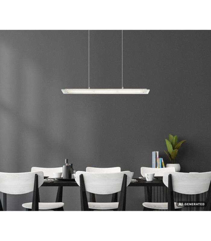 Novak 64cm Integrated LED Bar Pendant Ceiling Light Matt Nickel 3000-4000-6500K-10