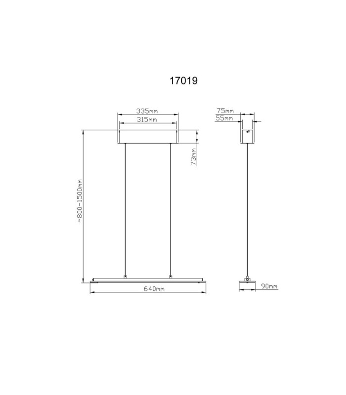 Novak 64cm Integrated LED Bar Pendant Ceiling Light Matt Nickel 3000-4000-6500K-12