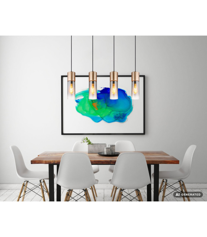 Annika Bar Pendant Ceiling Light Matt Cappuccino Colour  4x E27-6