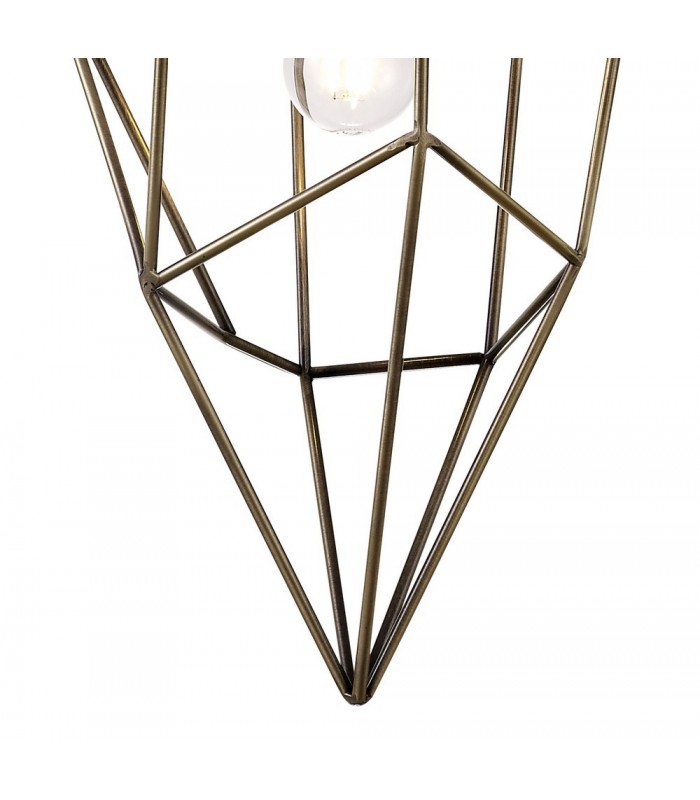 Large Caged Ceiling Pendant, 1 x E27, Antique Brass - 7