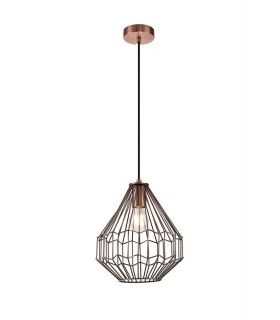 Small Caged Ceiling Pendant, 1 x E27, Antique Copper, Black - 1