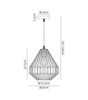 Small Caged Ceiling Pendant, 1 x E27, Antique Copper, Black - 2