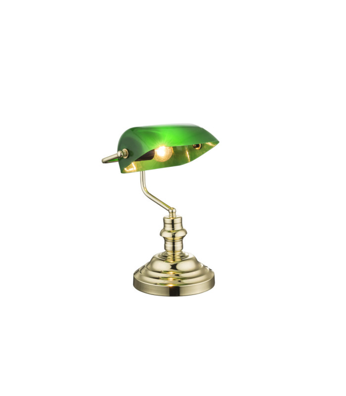 Antique I Bankers Table Lamp Brass Colour  1x E27-3