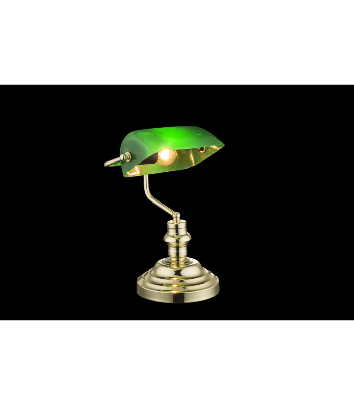 Antique I Bankers Table Lamp Brass Colour  1x E27-4