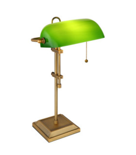 Antique Bankers Table Lamp Old Brass 1x E27-1