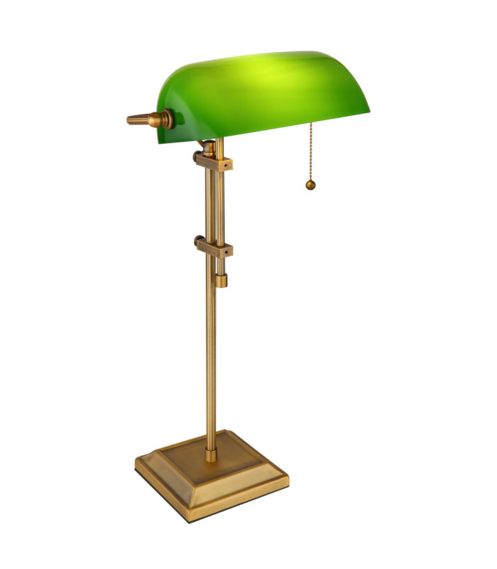 Antique Bankers Table Lamp Old Brass 1x E27-3