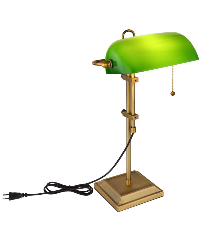 Antique Bankers Table Lamp Old Brass 1x E27-4