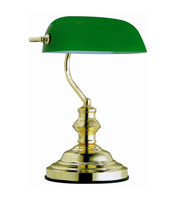 Antique II Bankers Table Lamp Brass Colour  1x E27-1