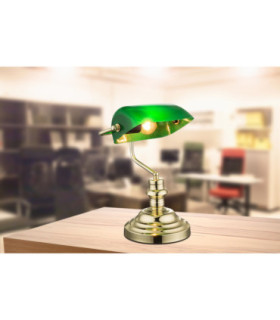 Antique II Bankers Table Lamp Brass Colour  1x E27-2