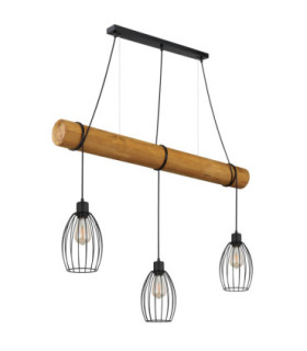 Berti Bar Pendant Ceiling Light Matt Black 3x E27-2