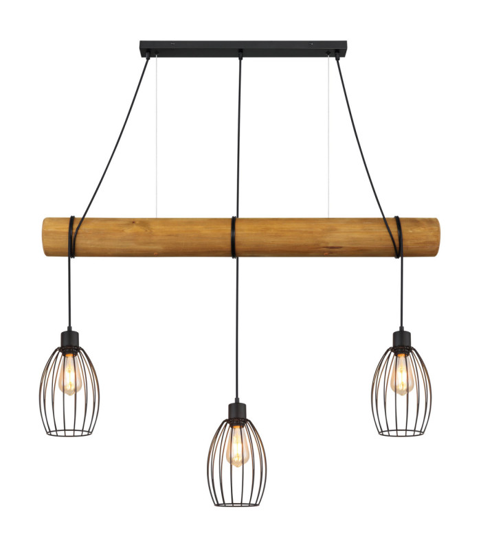 Berti Bar Pendant Ceiling Light Matt Black 3x E27-3