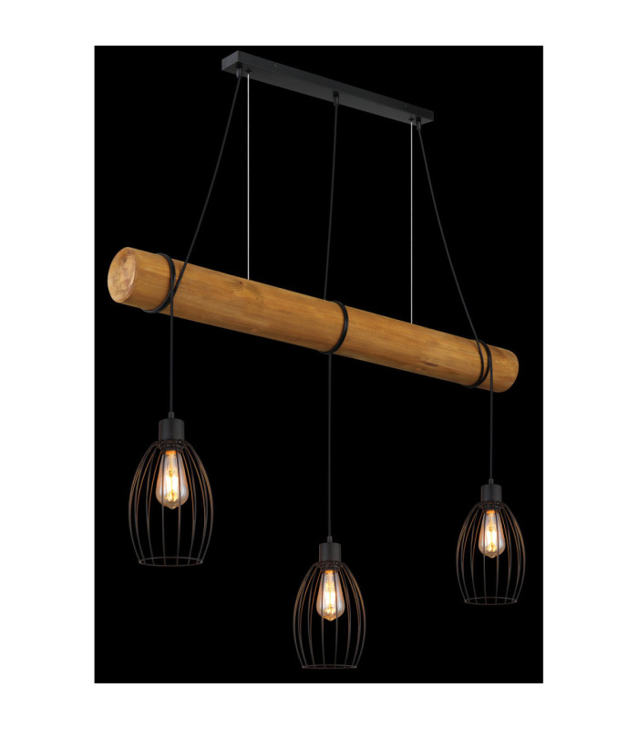 Berti Bar Pendant Ceiling Light Matt Black 3x E27-4