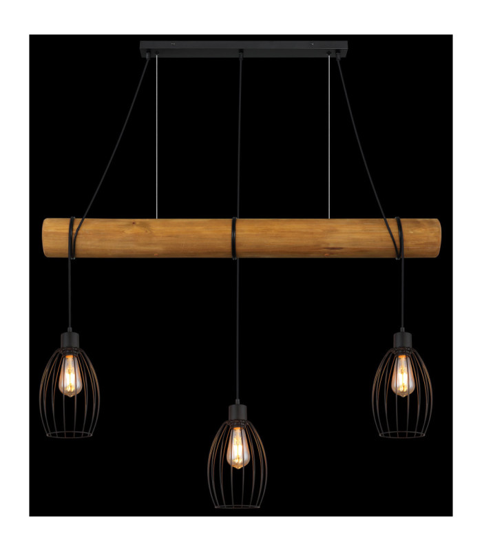 Berti Bar Pendant Ceiling Light Matt Black 3x E27-5